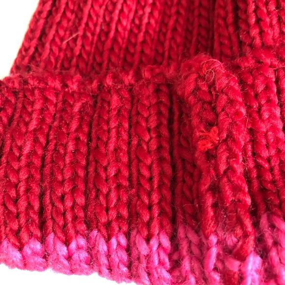Hat Attack Red Pink Striped Knit Real Fur Pom Pom Beanie Cap winter NWT Barbie main image 11